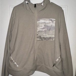 Free Country Beige Full Zip Fleece Jacket w/ Pockets And Hood - XL